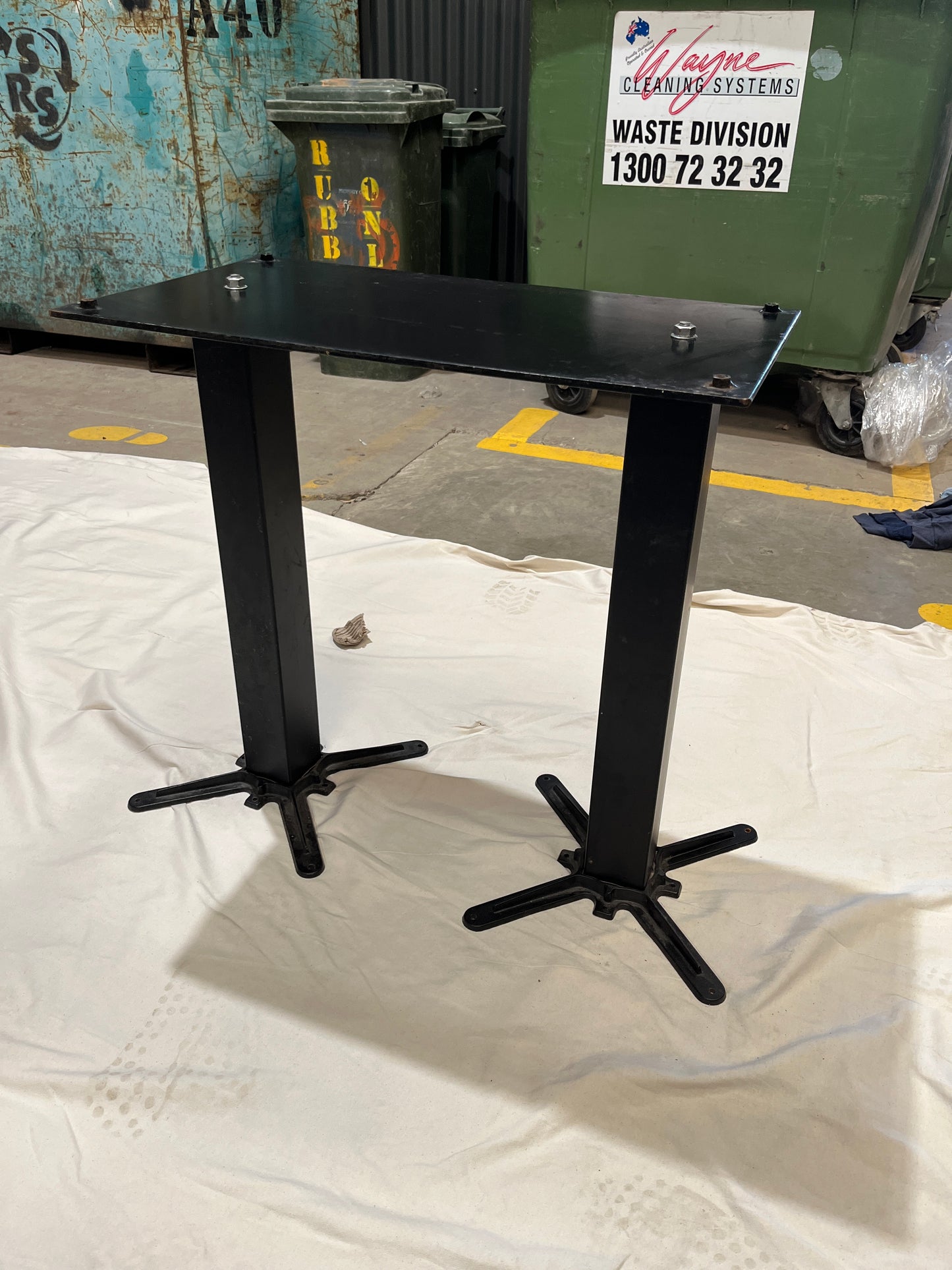 Black Steel Double Leg Cafe Table