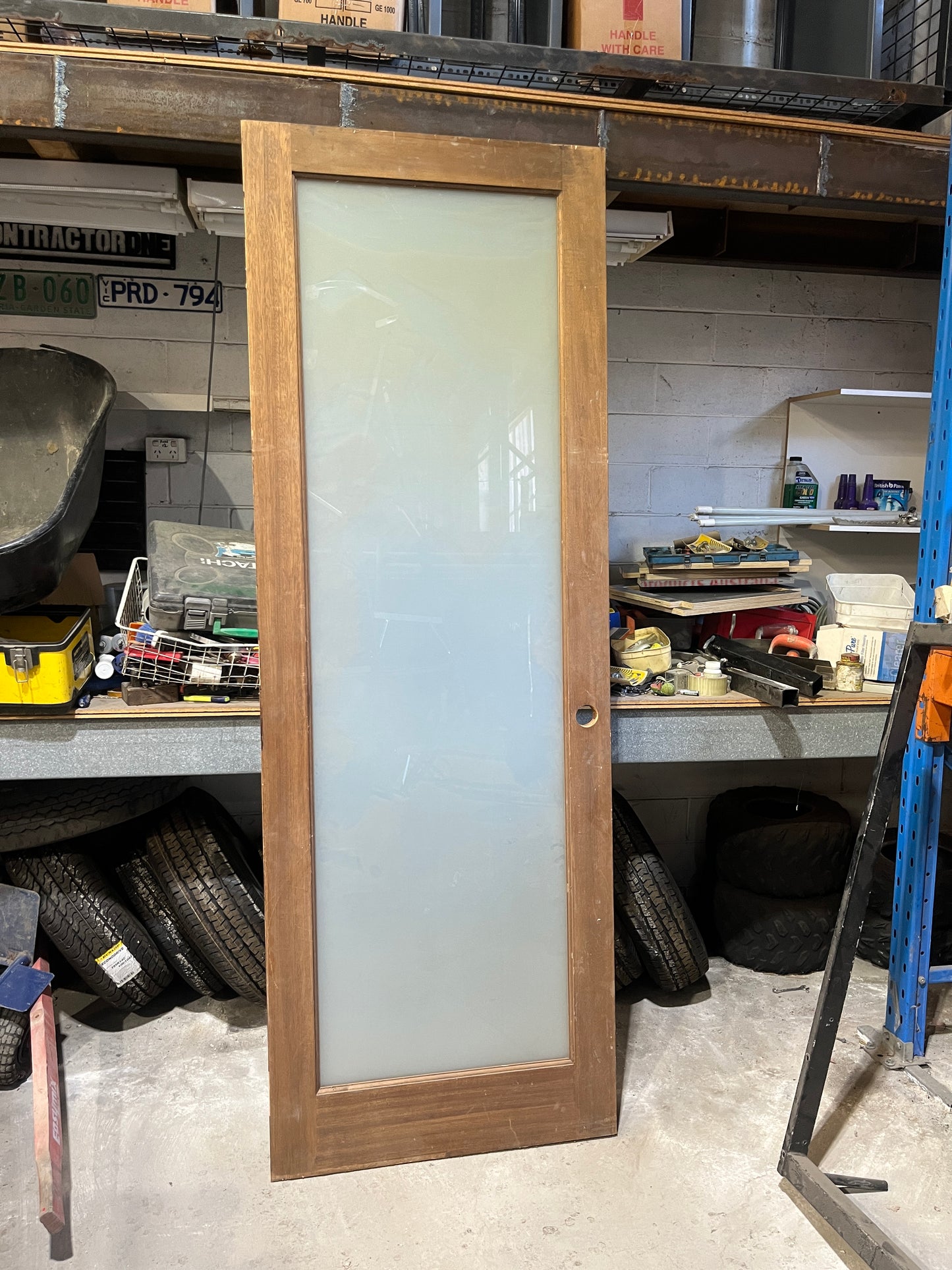 Solid Timber Door with Frosted Glass