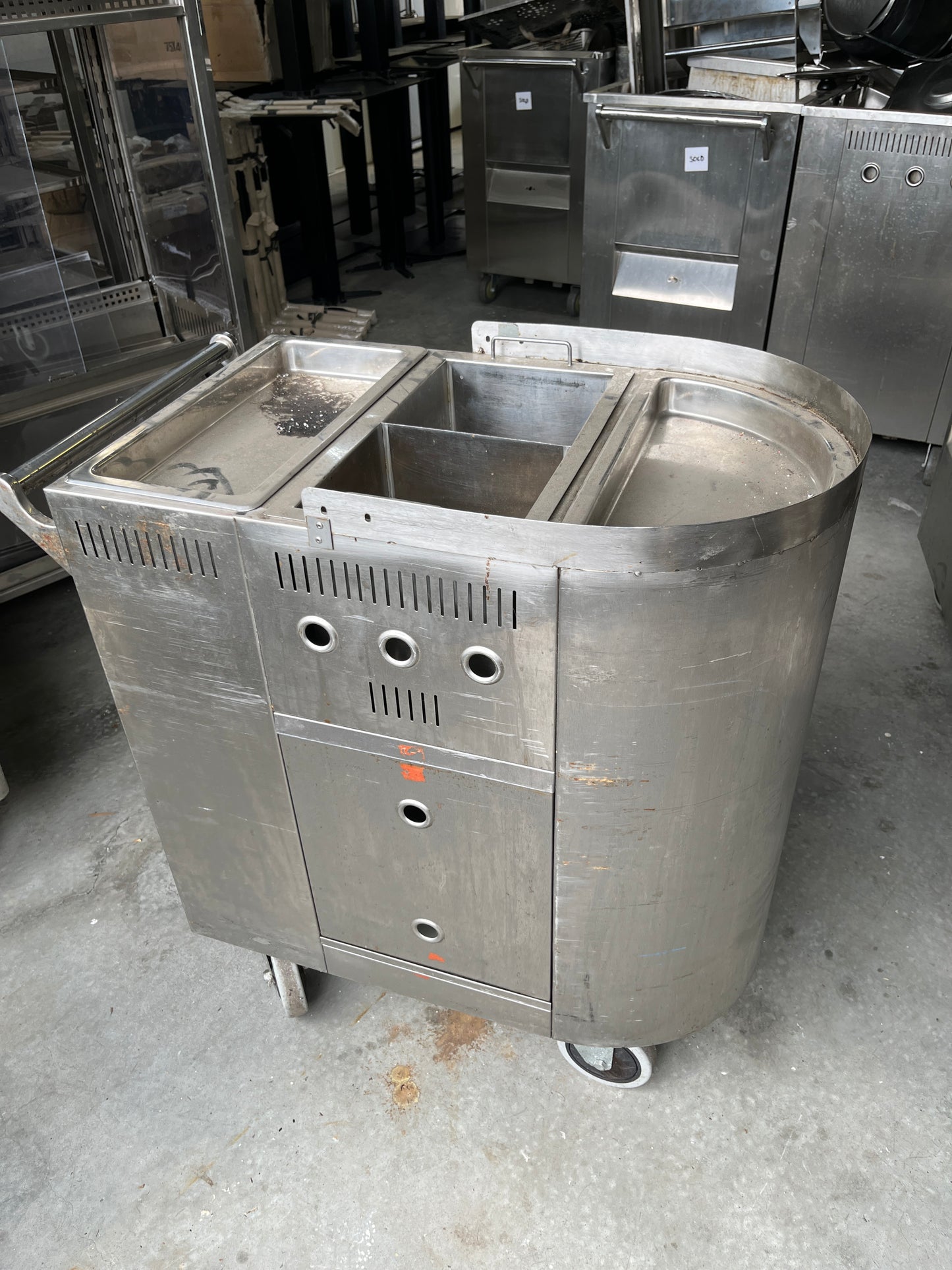 Commercial Dim Sum Round Cart LPG Gas